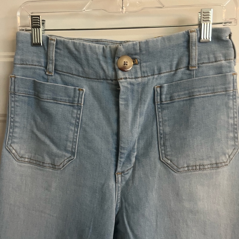 Anthropologie sz 28 Maeve Colette Light Wash Wide Leg Jeans high waisted - Picture 2 of 6